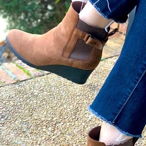 UGG brown wedge booties